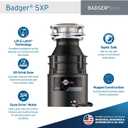 InSinkErator Badger 5XP Garbage Disposal with Power Cord, Badger Series 3/4 HP Continuous Feed Food Waste Disposer