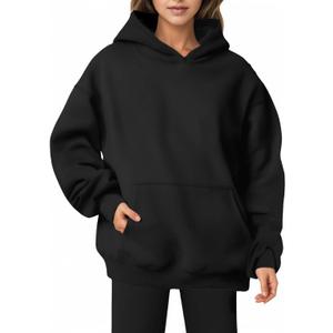 Women Hoodies Sweatshirts Sweaters Fleece Hooded Oversized Long Sleeve Crewneck Shirts Fall Winter Outfits Pocket (3X-Large, Black)