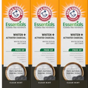 ARM & HAMMER Essentials Fluoride-Free Toothpaste Whiten + Activated Charcoal-3 Pack of 4.3oz Tubes, Clean Mint- 100% Natural Baking Soda