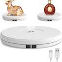 YVV LED Rotating Display Stand White 10 Inch 360 Motorized Turntable with LED Light, USB Powered Display Base for Product Photography, Jewelry Showcase, 22lb Capacity