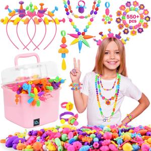 NIDOOT 550Pc+ Pop Beads Jewelry Making kit for Girls 4-6Arts and Crafts for Kids Ages 4-8Toys for 3 4 5 6 Years Old Girl Birthday Christmas Gifts Ideas, Bracelet Necklace Ring Snap Bead Set