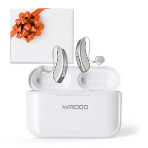 Harmony10 Rechargeable Hearing Aids for Seniors & Adults – Advanced Multi-Channel Digital BTE Hearing Device with Charging Case, Auto-On/Off, Clear Sound Quality, and Tinnitus Relief (Champagne)