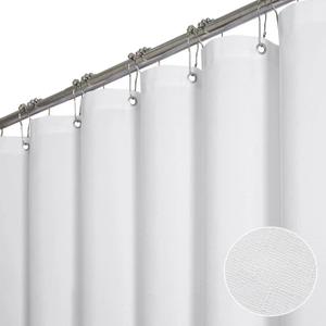 BTTN Extra Long Fabric Shower Curtain - 84 Inches Long Linen Textured Heavy Duty Cloth Shower Curtain Set with 12 Plastic Hooks, Large Hotel Luxury Polyester Bath Curtains for Bathroom(72"x84", White)