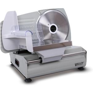 7.5" Electric Meat Slicer, with Stainless Steel Blade, 180 W, Adjustable Thickness for Home Use, Easy to Clean, Cuts Meat, Bread, Cheese and Deli, Silver (Silver+190mm Blade+Alum Cover+Plastic Pusher&Press)