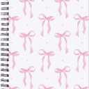 Coquettte Pink Bow Notebook - Preppy Stuff Preppy School Supplies Cute Spiral Notebook 5.5 x 8.3 Inches Aesthetic Journal School Office Stationary for Girly Women