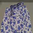 MSLG Women's Flowy Elastic High Waist Skirts Trendy Summer 2025 Boho Casual Beach Holiday Floral Print A Line Midi Skirt 802 (Blue White) Small