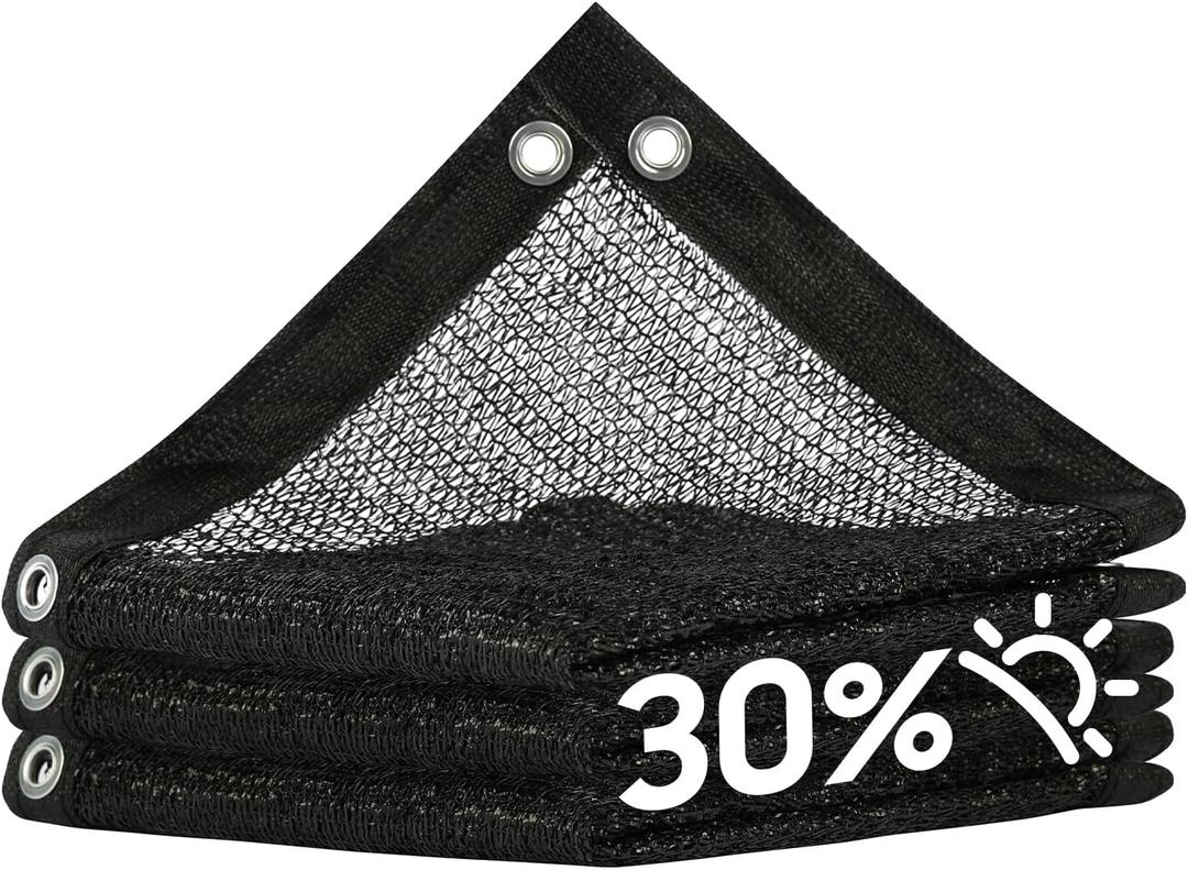 Royal Shade 30% Black Shade Cloth 10FT x 10FT Mesh Tarp with Grommets for Garden Patio, Plant Shading, Greenhouse, Pergola, Chicken Coop, Dog Kennel, Lawn 