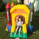Outdoor & Indoor Mini Inflatable Bounce House with Blower Toddler Castle Kids Bouncy House with Slide, air Blower, Carrying Bag and Water Bag, 6.07 ft x 4.76 ft x 5.35 ft