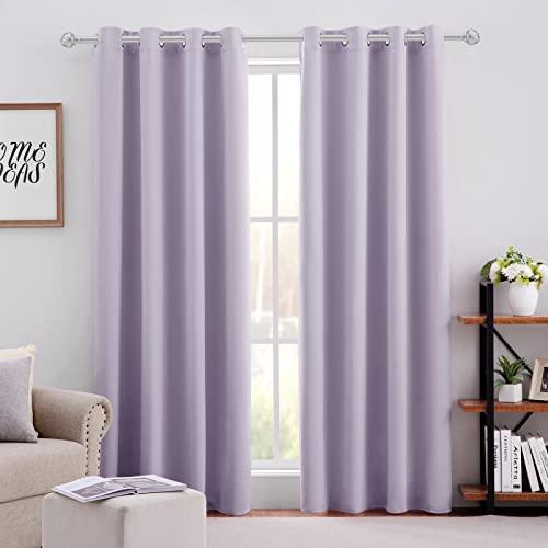 HOMEIDEAS Lilac Blackout Curtains for Bedroom 52 X 108 Inch Length 2 Panels Set Room Darkening Bedroom Curtains, Soundproof Thermal Grommet Window Curtains for Living Room for Christmas