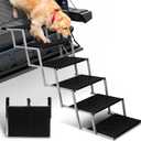 Niubya Dog Ramps for Cars, Portable Folding Dog Stairs for Cars, SUV, Trucks, Lightweight Pet Ramp for Large Dogs with Non-Slip Surface, Reinforced Pet Steps Supports Up to 200 lb, 6 Steps