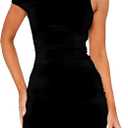 ForeFair Womens Off The Shoulder Summer Mini Dresses Sexy Sleeveless Bodycon Club Party Fashion Outfits(XS,Black)