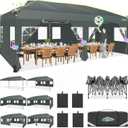 COBIZI 10x20 Pop Up Canopy with 6 Sidewalls One Push Setup Outdoor Event Shelter Waterproof UPF 50+ Gazebo Tent with Carry Bag,Air Vent,Sandbag for Commercial, Wedding, Party,Grey