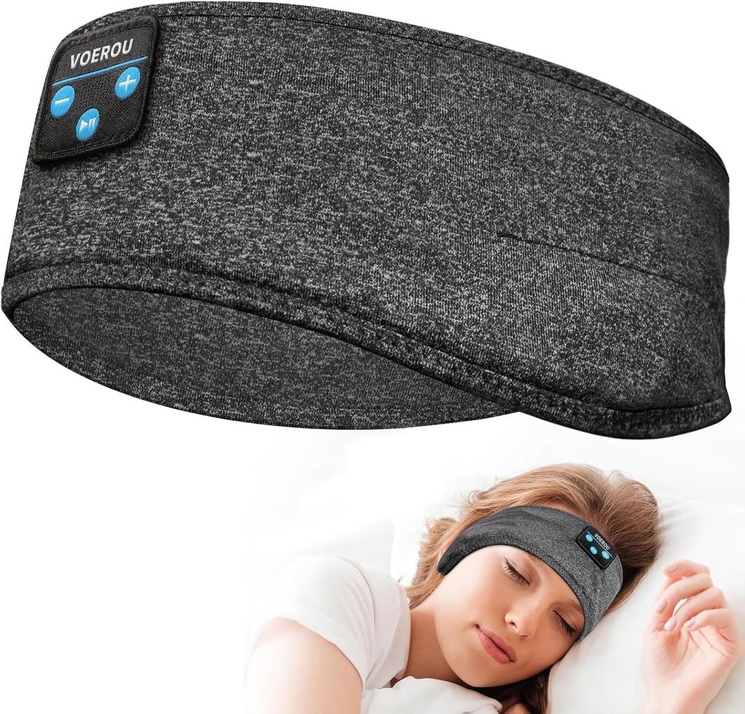 Voerou Sleep Headphones, Bluetooth Headband,Sleeping Headphones with Ultra-Thin Speakers for Side Sleepers,Headband Headphones for Sleeping,Running,Workout,Travel,Yoga,Insomnia,Meditation (Grey&Grey)