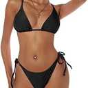 ZAFUL Women's Triangle Bikini Floral String Bikini Set Two Piece Swimsuit Bathing Suits, XL