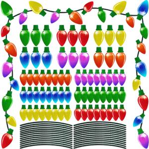 190PCS Christmas Car Refrigerator Decorations - 90 Reflective Bulb Light Shaped Magnets 100 Magnetic Wires Ornaments Set Xmas Holiday Cute Decor