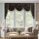 StangH Floral Print Waterfall Velvet Valance for Living Room, Heavy Thick Room Darkening Window Drapes Vintage Home Decor for Bedroom/Kitchen/Dining Room, W79 inches, 1 Panel