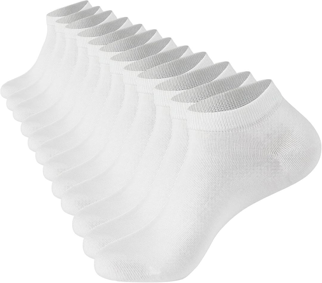 Losa Kute Mens Ankle Socks for Men Men’s Black no show Sock white  Cotton work breathable athletic Soft hiking running quarter low cut short Socks X301-White-M