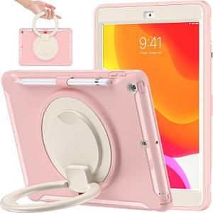 BATYUE iPad 9th/8th/7th Generation Case (iPad 10.2 Case 2021/2020/2019) with Screen Protector, Heavy Duty Case with Rotating Kickstand, Pencil Holder, Auto Wake/Sleep, Shockproof Cover for iPad 9th/8th/7th Generation (iPad 10.2 Case 2021/2020/2019)