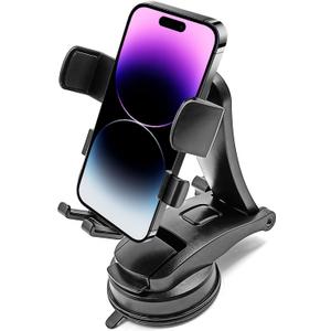 ZOKYUYS Car Phone Holder Mount Clip, Upgraded 3-in-1 Car Phone Holder Mount, Powerful Vacuum Suction Phone Mount for Car Dashboard Air Vent Windshield, 360 Adjustable, for All iPhone Android Phone