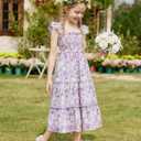 Little Girl Twirl Dress Kids Sleeveless Ruffle Tiered Smocked Dresses Girls Summer Outfits Beach Sundress (Purple), 5-6Y