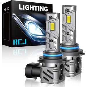 RCJ 9005/HB3 LED Fog Light Bulbs, 2025 Updated 35000LM 6000K Cool White with Fan, Plug-N-Play, Pack of 2