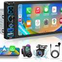 Single DIN Car Stereo Radio with Wireless Apple CarPlay & Android Auto, 6.8" IPS 1280x600 Touchscreen, Car Bluetooth 5.2, FM Radio, Backup Camera, Dual USB, EQ Audio, 180W Subwoofer Car Audio Receiver