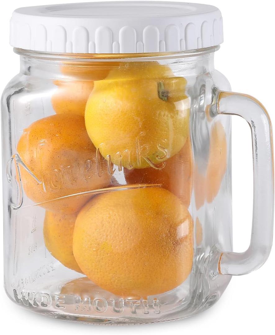 74 oz Wide Mouth Glass Mason Jar with Handle Large Jars for Storage Glass Jar Food Container for Fruit,Grain,Overnight Oats,Candies and Pickle (1 Pack)