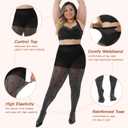 WiliW Polka Dot Plus Size Tights for Women Shimmer Patterned High Waist Tights 40D Shiny Sheer Black Pantyhose (3X-Large-4X-Large Plus)