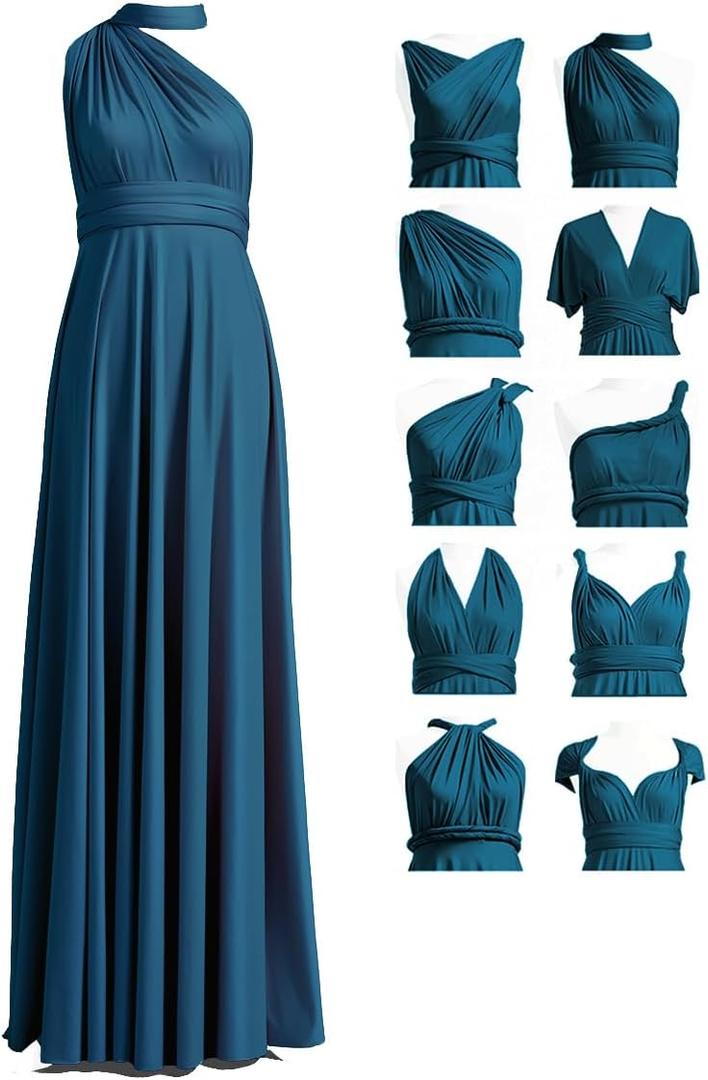 72styles Infinity Dress with Bandeau, Convertible Bridesmaid Dress, Long, Plus Size, Multi-Way Dress, Twist Wrap Dress, One Size Plus, Teal Blue
