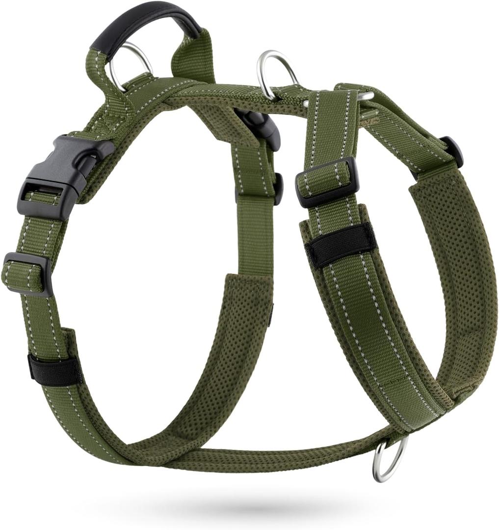 No Pull Dog Harness with Handle, Soft Mesh Padded Adjustable for Small Medium Large Dogs | Reflective Easy Walk Harness with Front Clip for Training, Running & Outdoor (Ranger Green, M)