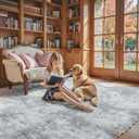 8x10 Area Rugs for Living Room Bedroom, Large Area Rug Shag Shaggy Carpet Soft Plush Furry Bedside Rug, Rugs for Home Decor (Light Grey Tie-Dyed, 8x10 Feet)