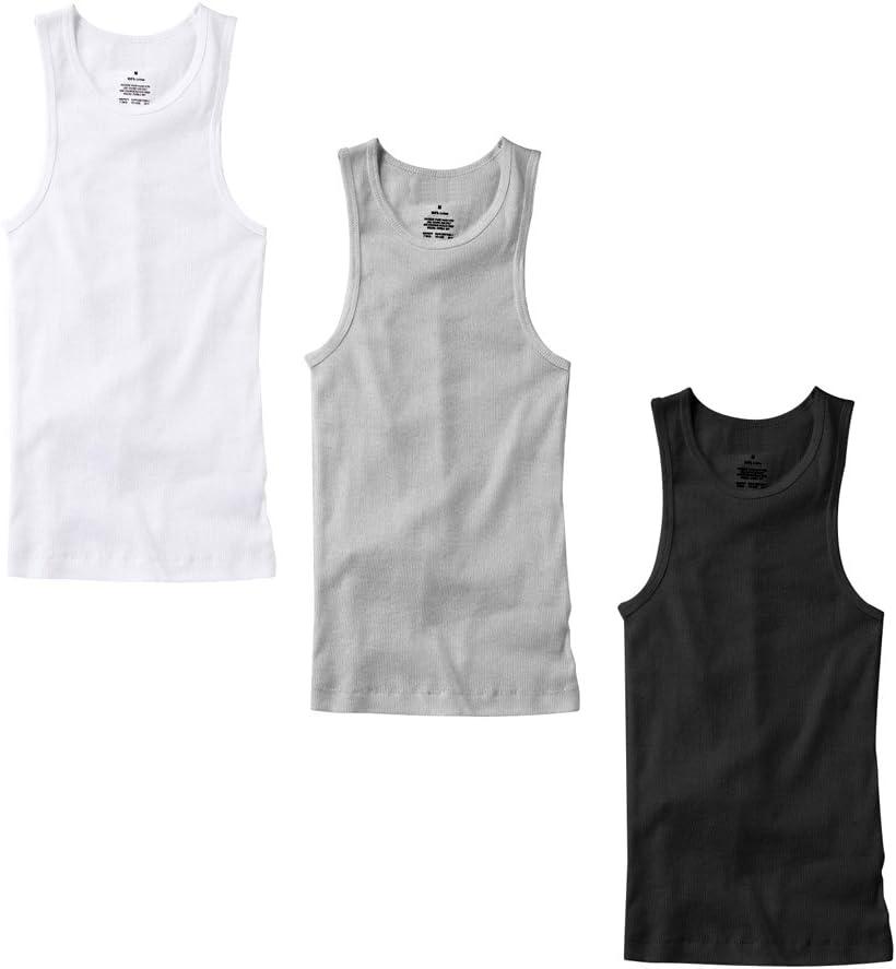 3-6 Pack Men's 100% Cotton Wife Beater A-Shirts Undershirt Plain Ribbed Tank Top (Medium, 3-pack Mixed)