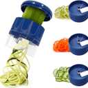 SUREWIN 3 in 1 Vegetable Spiralizer Slicer, Adjustable Zucchini Carrot Noodle Maker, Cucumber Spiral Cutter, Easy to Use Kitchen Tool（Blue）
