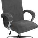 Velvet Plush Stretchable Office Computer Chair Cover Ergonomic - Cat Proof Protector for Mesh Office Desk Chair with Wheels and Armrests - Comfy Executive Rolling Chairs for Home Office, Gray, XL (Grey)