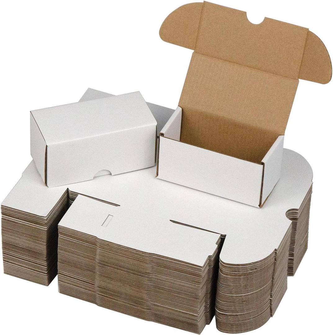 4.6x2.2x2.2 Inches Shipping Boxes Set of 50, White Corrugated Cardboard Box Literature Mailer for Packing Small Business (usable size: 4.2"x 2.1"x 2.1")