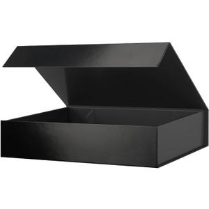 PACKHOME Gift Box 11.5x8x2.5 Inches, Sturdy Shirt Box with Magnetic Lid for Multiple Occasions (Glossy Black)