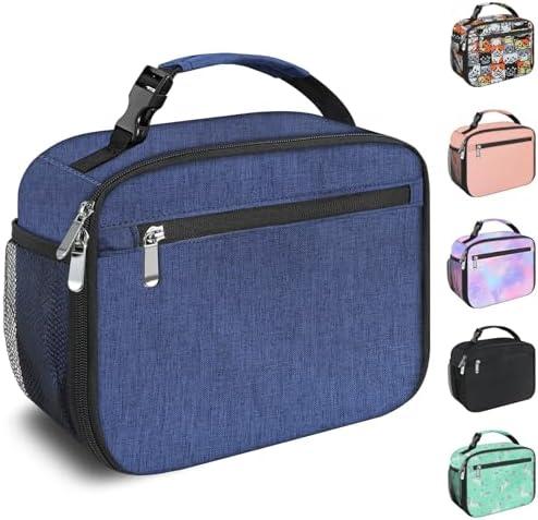 Kids Lunch Box for Boys Girls Lunch Bag Insulated Durable Lunchbox Children Lunch Tote Bag for School Dark Blue