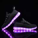 Light Up Shoes for Women Men, Unisex USB Charging LED Shoes Adult Halloween Mesh Upper Glowing Luminous Trainers Dancing Flashing Sneakers (13 Women/11.5 Men, Black)