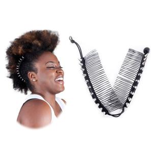 HairZing clip |Stretchy Banana Hair Clips for Women with Silver |Vintage Clincher Comb Tool for Thick, Thin, and Curly Hair | Elastic Double Comb Clip for Girls (Large)