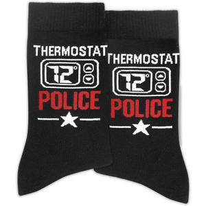 Funny Thermostat Police Novelty Socks for Mom, Dad, Men, Women, Gifts for Family, Friends, Favors for Birthday, Christmas, Fathers Day, Any Occasion, etc. (039)