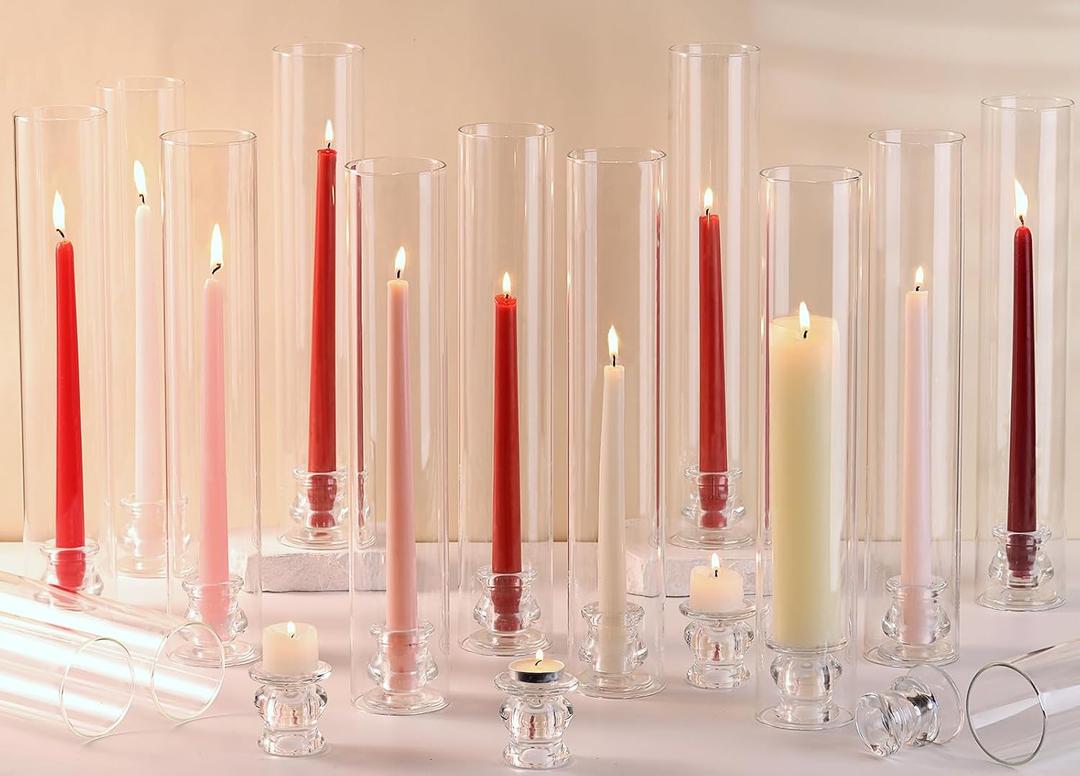 Volens Hurricane Glass Candle Holders- Set of 36 Candlestick Holders 14" H