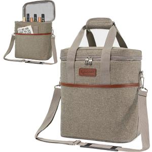 opux 6 Bottle Carrier Tote | Insulated Padded Wine Cooler Bag for Travel. Picnic, BYOB | Portable Leakproof Wine Tote Bag for Dinner, Party, Christmas, Wine Gift for Women, Men (Heather Taupe) opux 6 Bottle Carrier Tote | Insulated Padded Wine Cooler Bag for Travel. Picnic, BYOB | Portable Leakproof Wine Tote Bag for Dinner, Party, Christmas, Wine Gift for Women, Men (Heather Taupe)