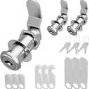 3 Pcs Cabinet Locks with Key, 1-1/2" Drawer Lock Keyed Alike Cam Lock, Cabinet Door Lock Mailbox Locks Replacement Secure File Drawer Tool Box RV Storage Door, Zinc Alloy (Silver)