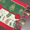 Christmas Table Runner Xmas Dining Table Linen Decoration with Tassels Cotton Blend Winter Holiday Decoration 13 x 70 inches (Green & Red, 13" x 70")