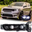 Left Driver Side LED Fog Light Compatible for 2017-2022 Jeep Grand Cherokee 2014-2022 Dodge Durango Front Bumper Light With Bulbs Assembly LH 68275511AC