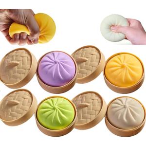 4 PCS Giant Glitter Dumpling, Giant Dumpling Squishy, Mega Rainbow Dumplings, Large Stress Relief Sensory Ball, Anxiety Relief Fidget, Soft Squeeze Decompression Dough (4pcs Big)