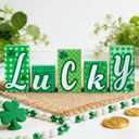2 x St Patricks Day Decorations for Table - 5pcs Stable Wooden Signs, Lucky Shamrock Decorative Plaques for Home Mantel Centerpiece Tiered Tray Irish Party