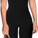 Summer Jumpsuits for Women 2025 - Sexy Sleeveless One Piece Bodycon Jumpsuit High Waisted Club Outfits Catsuits (Black, XS)
