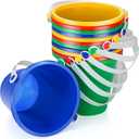 Didaey 12 Pieces Beach Pails Sand Buckets for Boys and Girls Beach and Sand Toys at the Use for Molds at the Sandbox Summer Party Supplies, 4 Colors(5 Inch,Red,Yellow,Blue,Green)