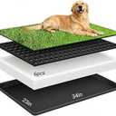 Dog Grass Pee Pad with Tray - Fake Turf Grass Non-Shedding, Odor Resistant Easy Clean, Eco-Reusable Indoor/Outdoor Puppy Potty 34x23inches